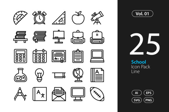 25 School Icon Set: Graphics & Icons Review
