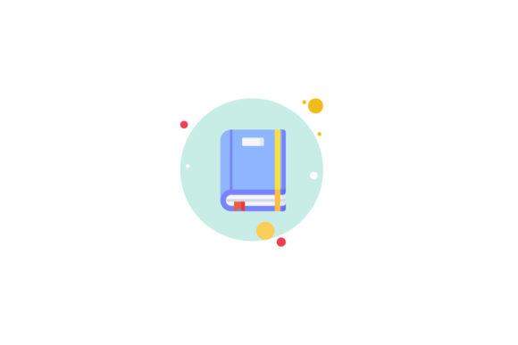 School Icon Book Flat Circle Blue Graphics and Icons