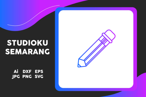 School Icon Pencil Line Gradient Graphics and Icons